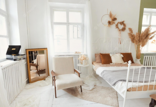 Kamar dengan perabotan bergaya vintage